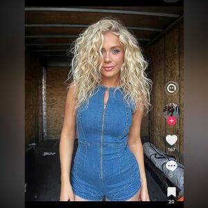 Free People CRVY Wonderland Playsuit Amuse Blue